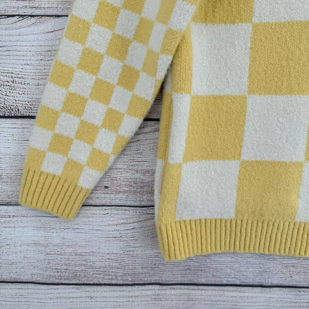 Vans Yellow & White Checkerboard Cardigan Sweater - Picture 5 of 14